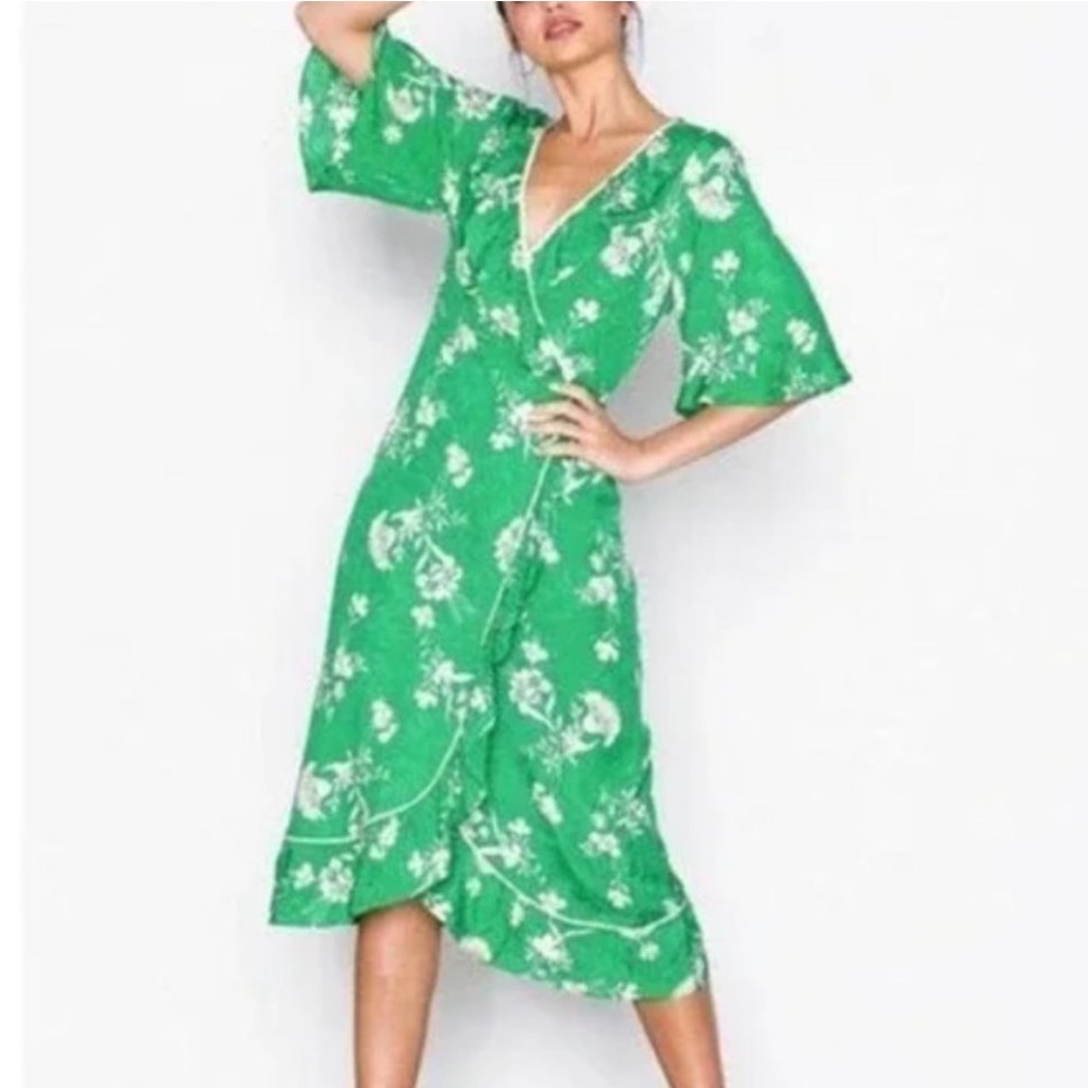 Topshop Floral Midi Wrap Dress Size 6